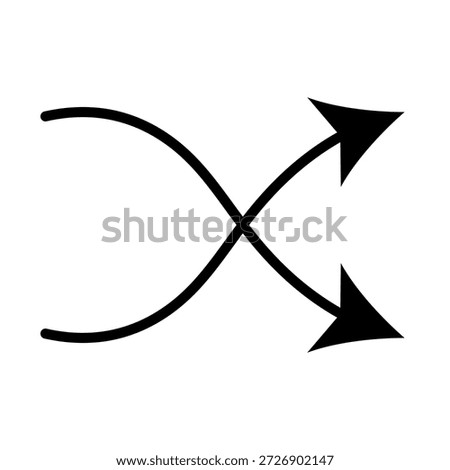 Minimalist Shuffle Icon with Two Curved Arrows Crossing to Indicate Random Order