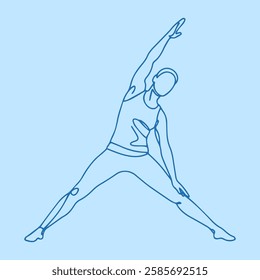 Minimalist Side Plank Yoga Pose Line Art - Vasisthasana Illustration