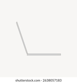 Minimalist side view of a laptop with a thin profile. Laptop design emphasizes sleekness and modernity. Laptop silhouette on a plain background. Illustration vector.