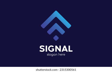 Minimalist signal icon logo for technology and communication