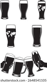 minimalist silhouette of different beer pint glass