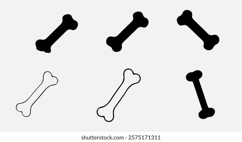 Minimalist Silhouette of a Dog Bone, Ideal for Pet Care Graphics and Modern Design Projects