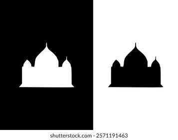 A minimalist silhouette of a dome structure, contrasting black and white for visual impact.