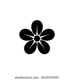 A minimalist silhouette of a five-petal flower against a transparent backdrop. Ideal for logos, designs, and botanical themes.