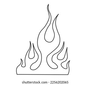Minimalist silhouette of flame. One line drawing.  Design template. Vector illustration.