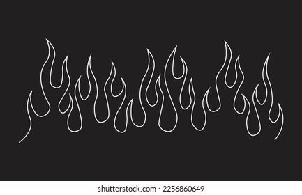 Minimalist silhouette of flame. One line drawing.  Design template. Vector illustration.