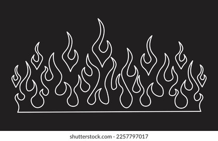 Minimalist silhouette of flame. One line drawing.  Design template. Vector illustration.