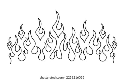 Minimalist silhouette of flame. One line drawing.  Design template. Vector illustration.