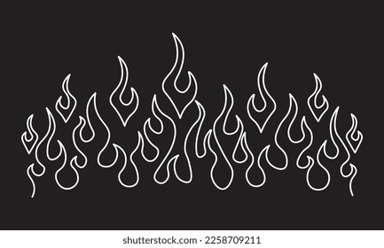 Minimalist silhouette of flame. One line drawing.  Design template. Vector illustration.