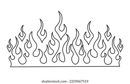 Minimalist silhouette of flame. One line drawing.  Design template. Vector illustration.