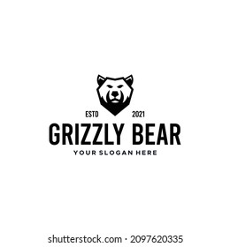 Minimalist silhouette GRIZZLY BEAR Logo design
