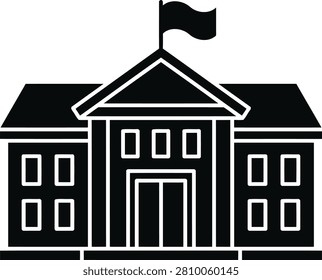 Minimalist silhouette icon of a school building with flag building education silhouette learning architecture university structure academic knowledge institution schoolhouse minimalist