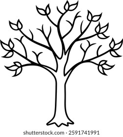 A minimalist silhouette illustration of birds perched on tree branches, capturing the calm and serene beauty of nature. Perfect for adding a peaceful, natural touch to designs related to wildlife, 