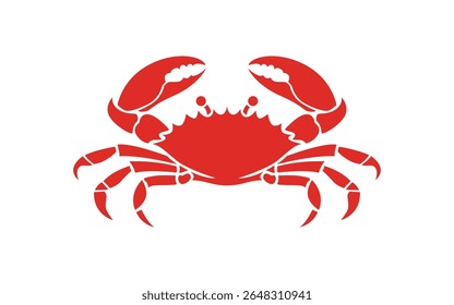 Minimalist Silhouette Illustration of a Crab in Red Vector Style for Seafood Branding, Logo Design, and Marine-Themed Graphic Elements