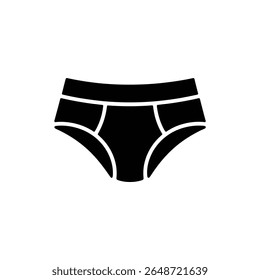 A minimalist silhouette illustration showing black underpants or briefs centered on a white background, highlighting its sleek and modern underwear design.