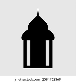 Minimalist silhouette of an Islamic lantern, symbolizing Ramadan and Eid celebrations. Perfect for spiritual, cultural, and festive designs. Elegant and traditional vector illustration