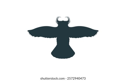 Minimalist silhouette of an owl with wings fully spread, showcasing elegance and symmetry, perfect for wildlife and nature designs.