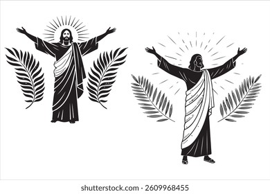 A minimalist, silhouette of palm sunday theam  design 