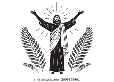 A minimalist, silhouette of palm sunday theam  design 