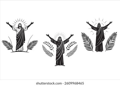 A minimalist, silhouette of palm sunday theam  design 