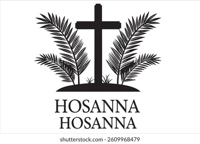 A minimalist, silhouette of palm sunday theam  design 