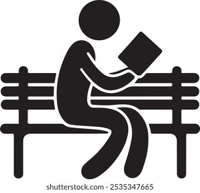 Minimalist Silhouette of Person Reading on Park Bench for Relaxation and Literary Representation, Little boy is reading a book silhouette, love reading, kids reading books