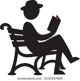 Minimalist Silhouette of Person Reading on Park Bench for Relaxation and Literary Representation, Little boy is reading a book silhouette, love reading, kids reading books