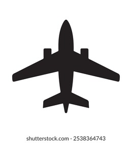 Minimalist Silhouette Plane Icon Vector on a Clean White Background