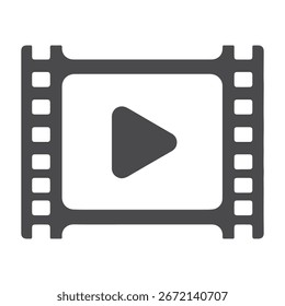 A minimalist silhouette of a play button, isolated on a white background. This simple icon is perfect for media players and digital interfaces.