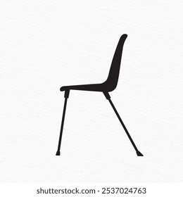 Minimalist silhouette of a sleek modern chair with a slim frame and angled legs, ideal for decor and furniture visuals