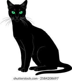 A minimalist silhouette style black cat