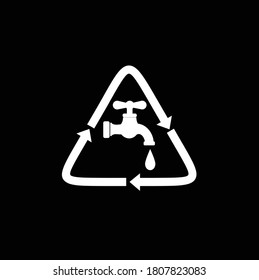Minimalist Silhouette Valve and Drop Water Isolated with Triangle Recycle Vector Logo Design