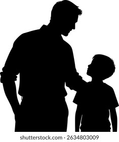 Minimalist silhouette vector of father and child bonding moment, perfect for father's day celebration design and posters