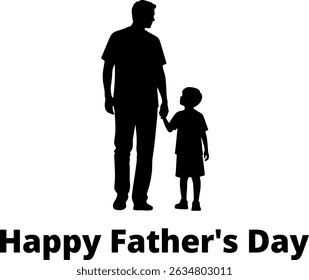 Minimalist silhouette vector of father and child bonding moment, perfect for father's day celebration design and posters