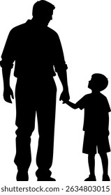 Minimalist silhouette vector of father and child bonding moment, perfect for father's day celebration design and posters