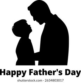 Minimalist silhouette vector of father and child bonding moment, perfect for father's day celebration design and posters