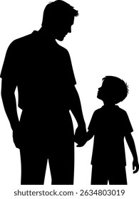 Minimalist silhouette vector of father and child bonding moment, perfect for father's day celebration design and posters
