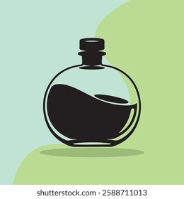 Minimalist Silhouette Vector Rounded Bottle Icon  