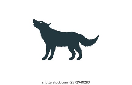 Minimalist silhouette of a wolf howling upward, symbolizing wilderness, freedom, and nature, perfect for rustic and wildlife designs