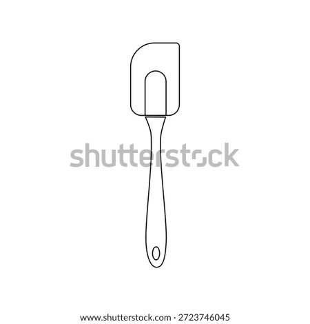 Minimalist Silicone Spatula Kitchenware line art Illustration. Baking Scraper Tool