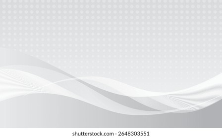 Fundo abstrato minimalista de prata e branco com linhas onduladas e padrão de pontos sutis para desenhos modernos e apresentações 175 caracteres