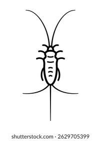 Minimalist silverfish line icon vector design. Clipart image isolated on background.