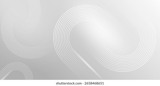 Minimalist silver-gray abstract background with layered curves