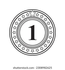 Minimalist Simple Abstact Spirograph Vector Art Icon with Number One consisting by Line, Circle, Star and Number One for poster, logo, catalog, banner, business, wallpaper, sticker and other design.