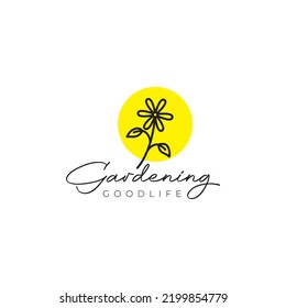 minimalist simple abstract flower black logo design