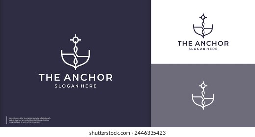 Minimalistische einfache Anker-Logo-Inspiration. Logo für Boatship Marine, Navy Nautical Design Vektorgrafik