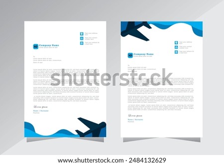 minimalist simple attractive letterhead template with blue color. editable letterhead, letter head design, Suitable for traveling agency. vector eps 10.