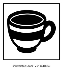 Minimalist Simple and black silhouette coffee cup in white background