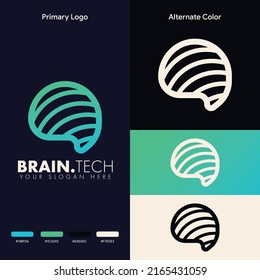 minimalist simple brain logo concept