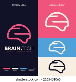 minimalist simple brain logo concept